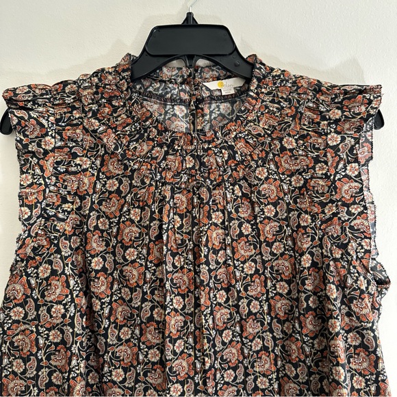 Boden Ruched Detail Metallic Thread Paisley Print Blouse Top Women’s Size 14 US - Picture 6 of 11